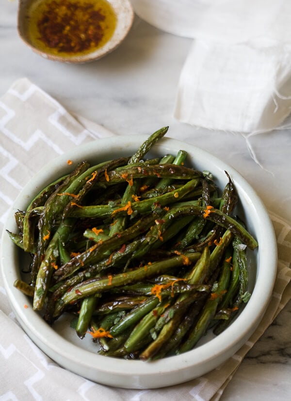 Blistered Blue Lake Beans with Chili, Mint and Orange – A Cozy Kitchen